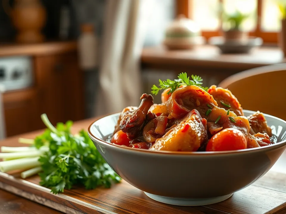 Rougail boucané – geschmorter Räucherbauch nach Réunion-Art